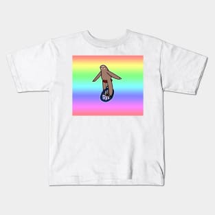 Unicycle Sloth Rainbow Ombre Kids T-Shirt